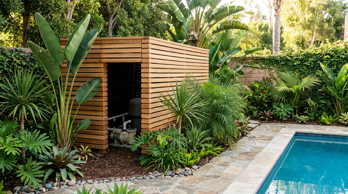 Hiding Pool Equipment and Trash Cans